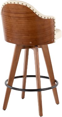 B26-AHOY-WL+CR Mid Century Walnut and White 26 Inch Swivel Counter Height Stool - Ahoy-3