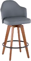 B26-AHOY WL+GY Mid Century Walnut and Gray 26 Inch Swivel Counter Height Stool - Ahoy