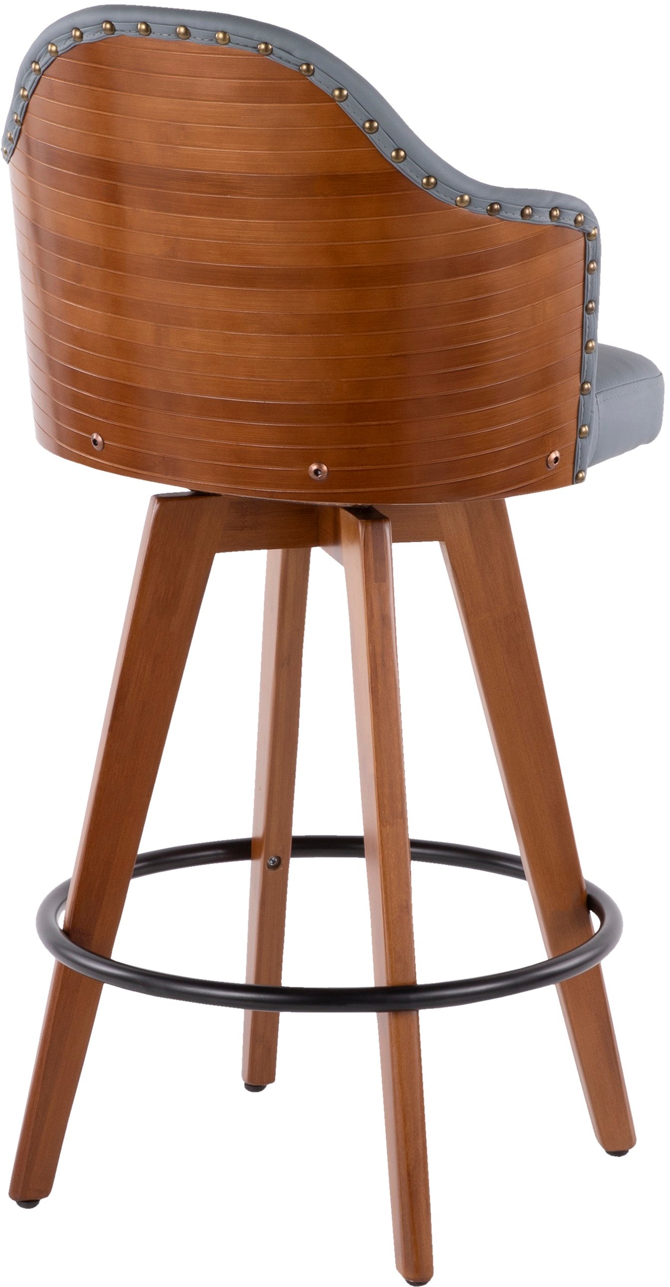 B26-AHOY-WL+GY Mid Century Walnut and Gray 26 Inch Swivel Counter Height Stool - Ahoy-3