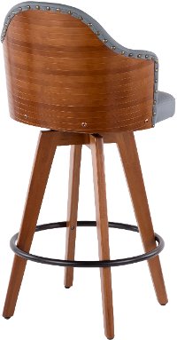 B26-AHOY-WL+GY Mid Century Walnut and Gray 26 Inch Swivel Counter Height Stool - Ahoy-3