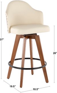 B26-AHOY-WL+GY Mid Century Walnut and Gray 26 Inch Swivel Counter Height Stool - Ahoy-4