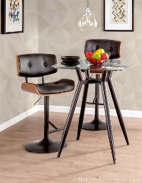 BS-JY-LMB-WL+BK Mid Century Black and Walnut Adjustable Bar Stool - Lombardi-2
