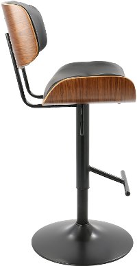 BS-JY-LMB-WL+BK Mid Century Black and Walnut Adjustable Bar Stool - Lombardi-3