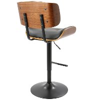 BS-JY-LMB-WL+BK Mid Century Black and Walnut Adjustable Bar Stool - Lombardi-4