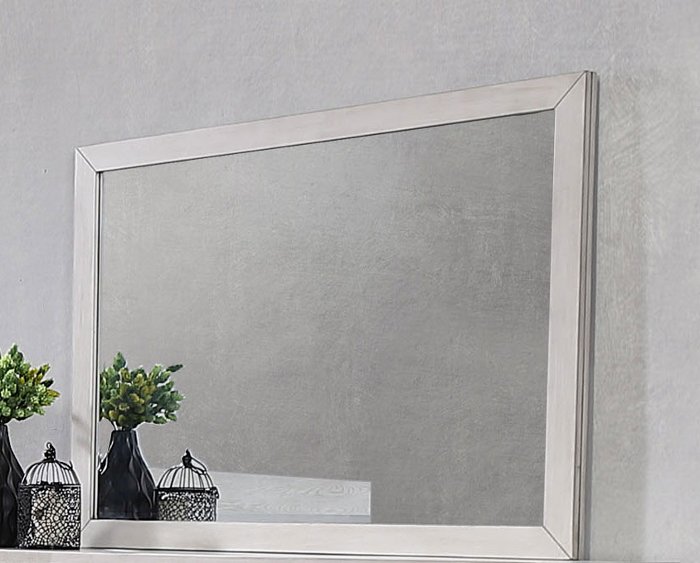 White Sands Rustic Contemporary White Mirror
