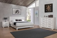 Contemporary White 3 Piece King Bedroom Set - White Sands