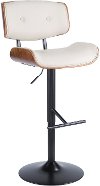 BS-JY-LMB-WL+CR Mid Century Cream and Walnut Adjustable Bar Stool - Lombardi