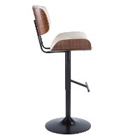 BS-JY-LMB-WL+CR Mid Century Cream and Walnut Adjustable Bar Stool - Lombardi-4