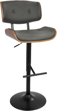 BS-JY-LMB-WL+GY Mid Century Gray and Walnut Adjustable Bar Stool - Lombardi