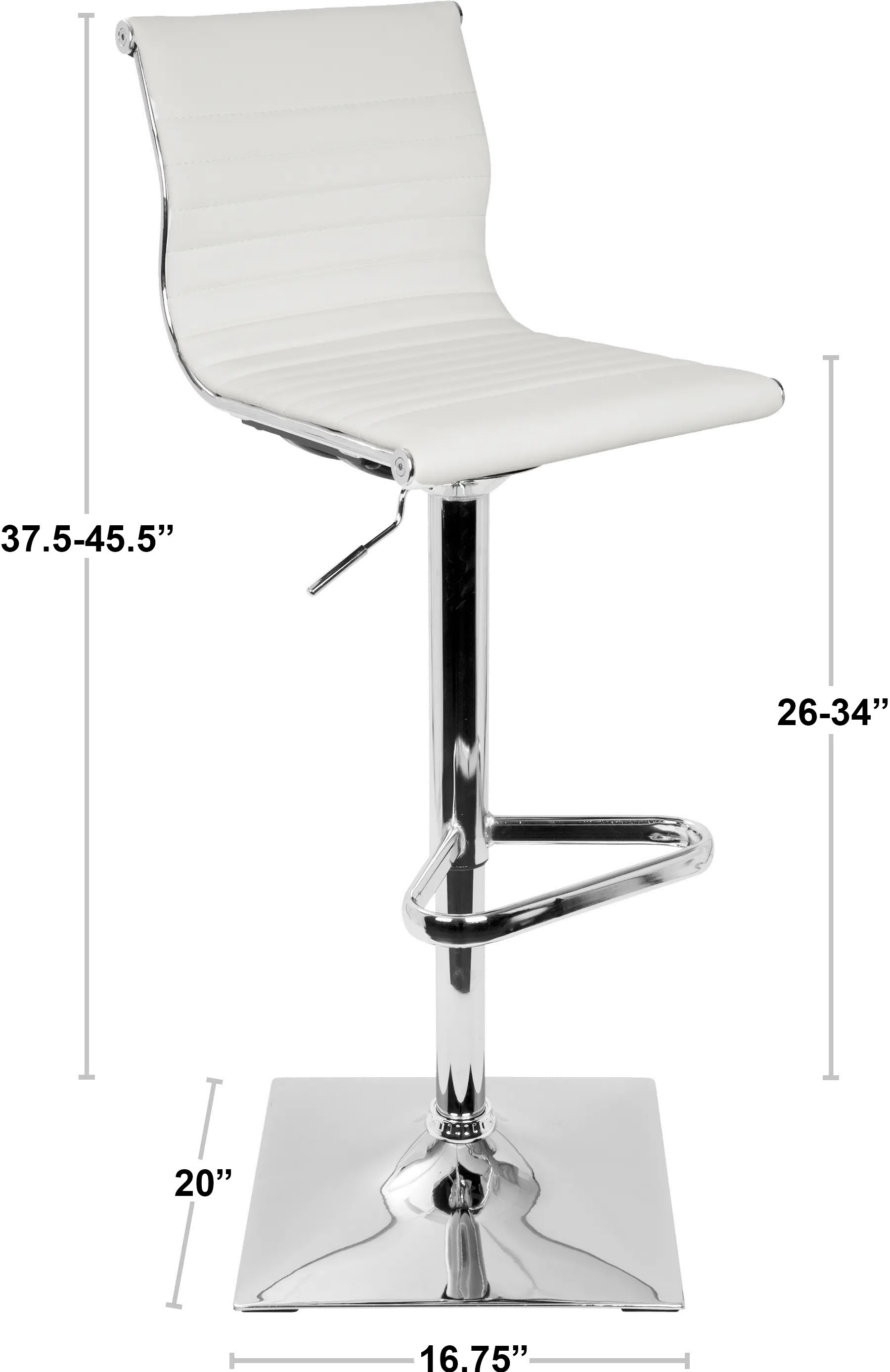 BS-MASTER-GY Master Contemporary Gray & Chrome Adjustable Bar Stool-4