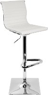 BS-TW-MASTER-W Contemporary White and Chrome Adjustable Bar Stool - Master