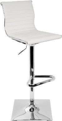 BS-TW-MASTER-W Contemporary White and Chrome Adjustable Bar Stool - Master