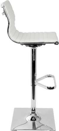 BS-TW-MASTER-W Contemporary White and Chrome Adjustable Bar Stool - Master-2