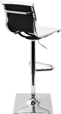 BS-TW-MASTER-W Contemporary White and Chrome Adjustable Bar Stool - Master-3