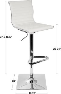 BS-TW-MASTER-W Contemporary White and Chrome Adjustable Bar Stool - Master-4