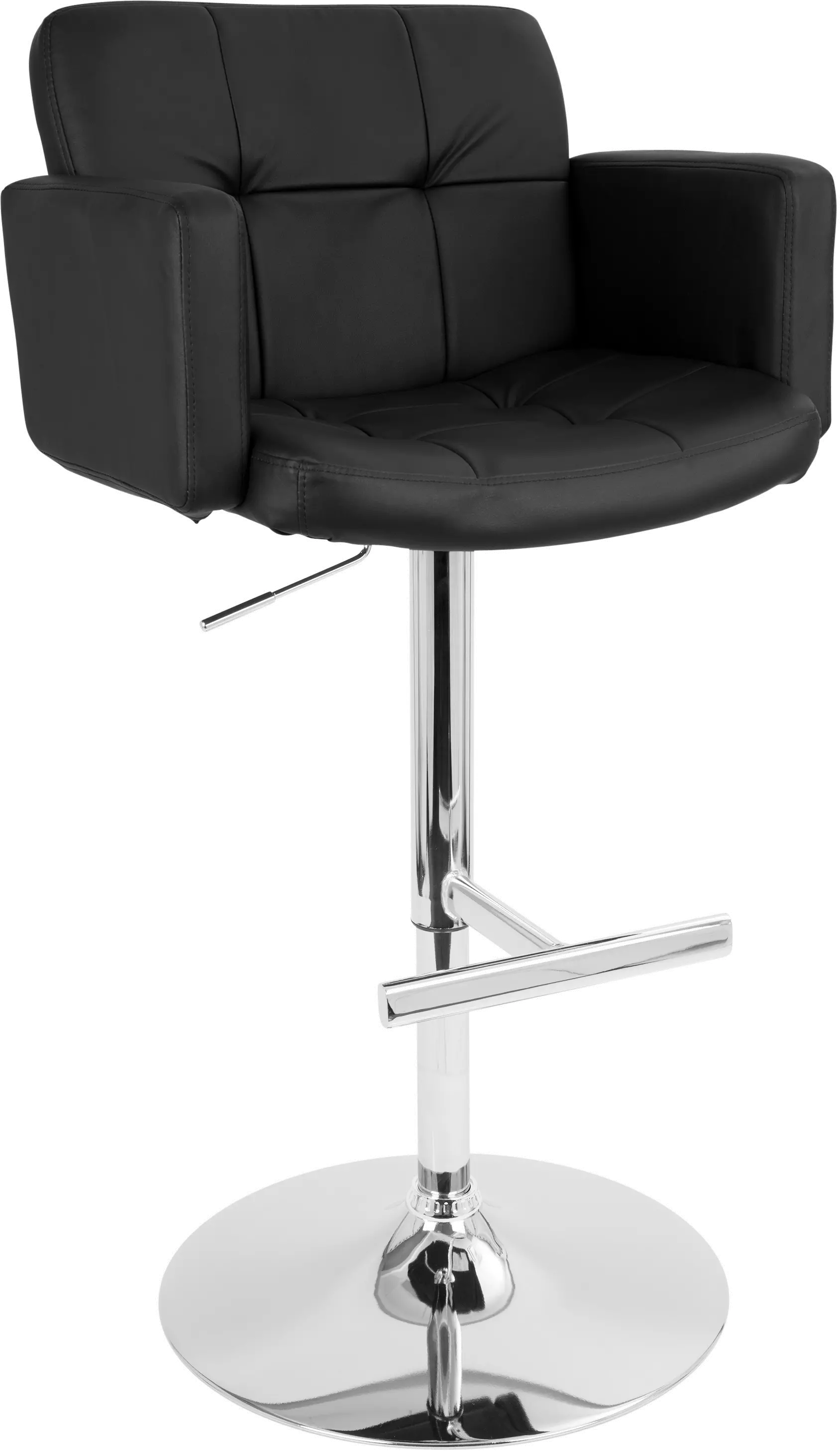 BS-TW-STOUT-BK Contemporary Black and Chrome Adjustable Bar Stool - Stout-1