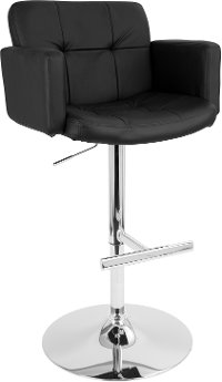 BS-TW-STOUT-BK Contemporary Black and Chrome Adjustable Bar Stool - Stout