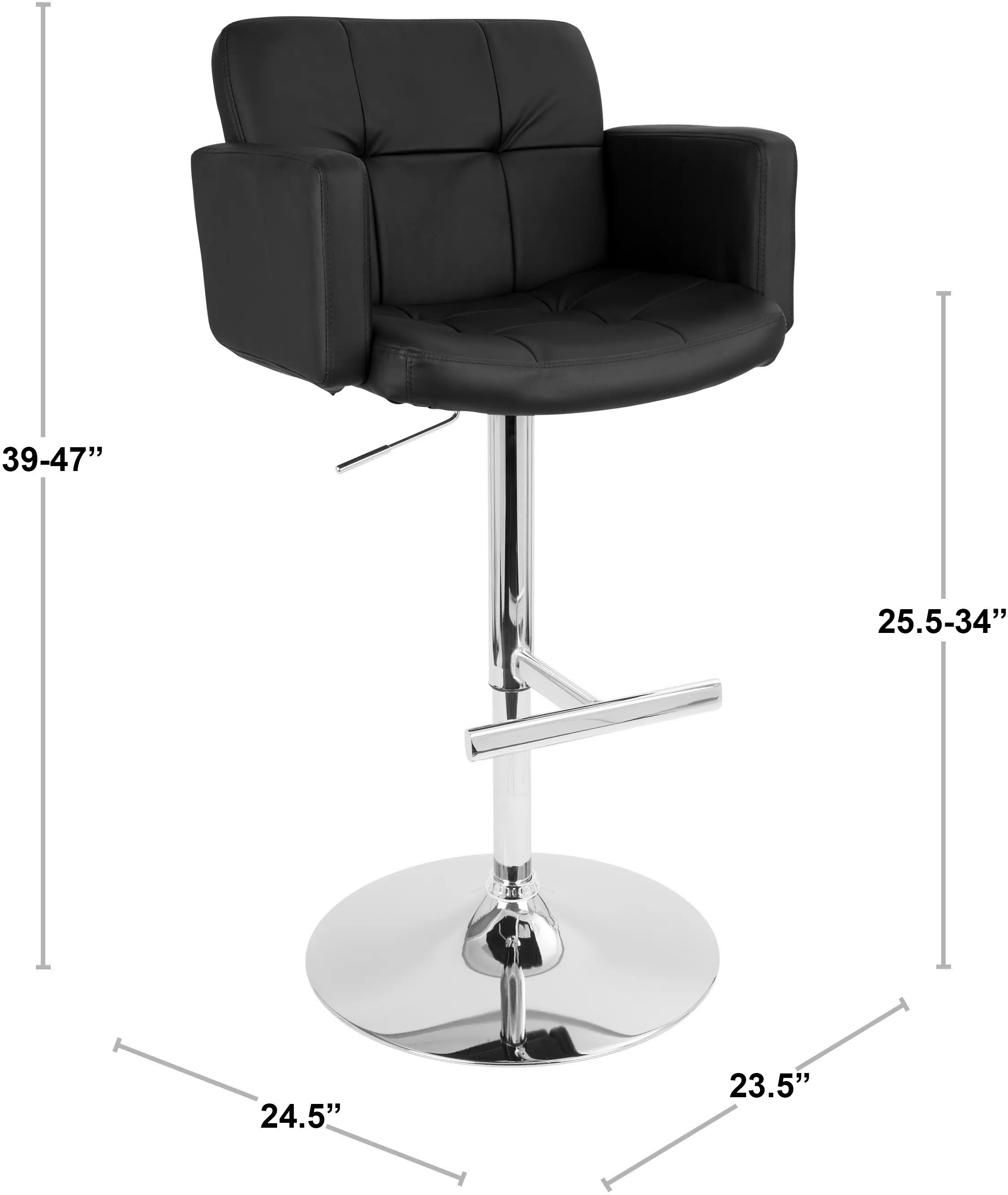 BS-TW-STOUT-BK Contemporary Black and Chrome Adjustable Bar Stool - Stout-4