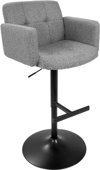 BS-STOUT-BK+GY Contemporary Gray and Black Adjustable Bar Stool - Stout