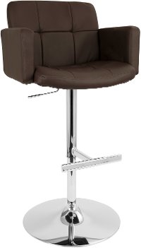 BS-TW-STOUT-BN Contemporary Brown and Chrome Adjustable Bar Stool - Stout