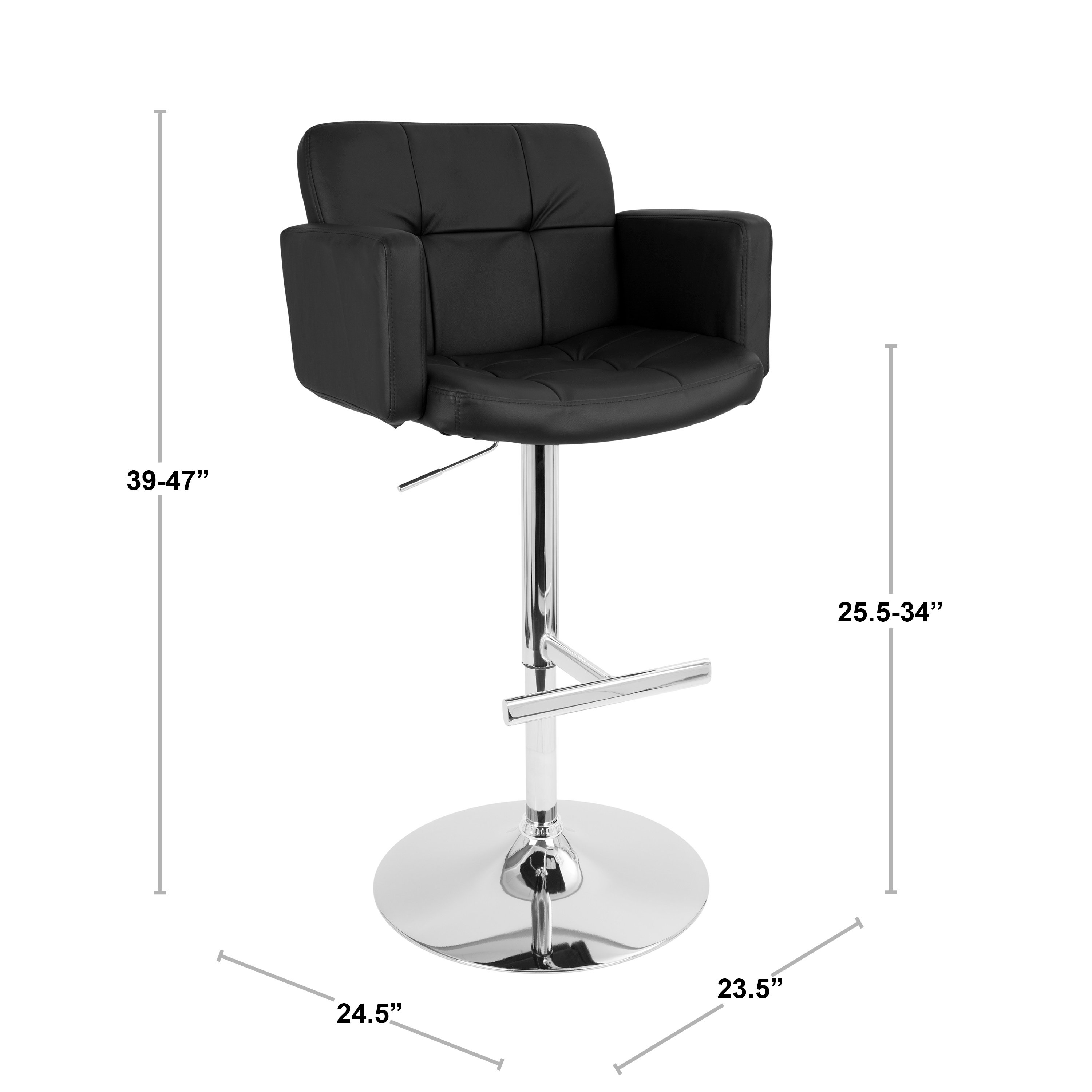 BS-TW-STOUT-BN Contemporary Brown and Chrome Adjustable Bar Stool - Stout-4