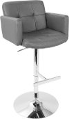 BS-STOUT-GY Contemporary Gray and Chrome Adjustable Bar Stool - Stout