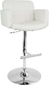 BS-TW-STOUT-W Contemporary White and Chrome Adjustable Bar Stool - Stout