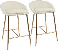B26-MATSE-AUCR2 Contemporary Glam Cream and Gold 26 Inch Counter Height Stool (Set of 2) - Matisse
