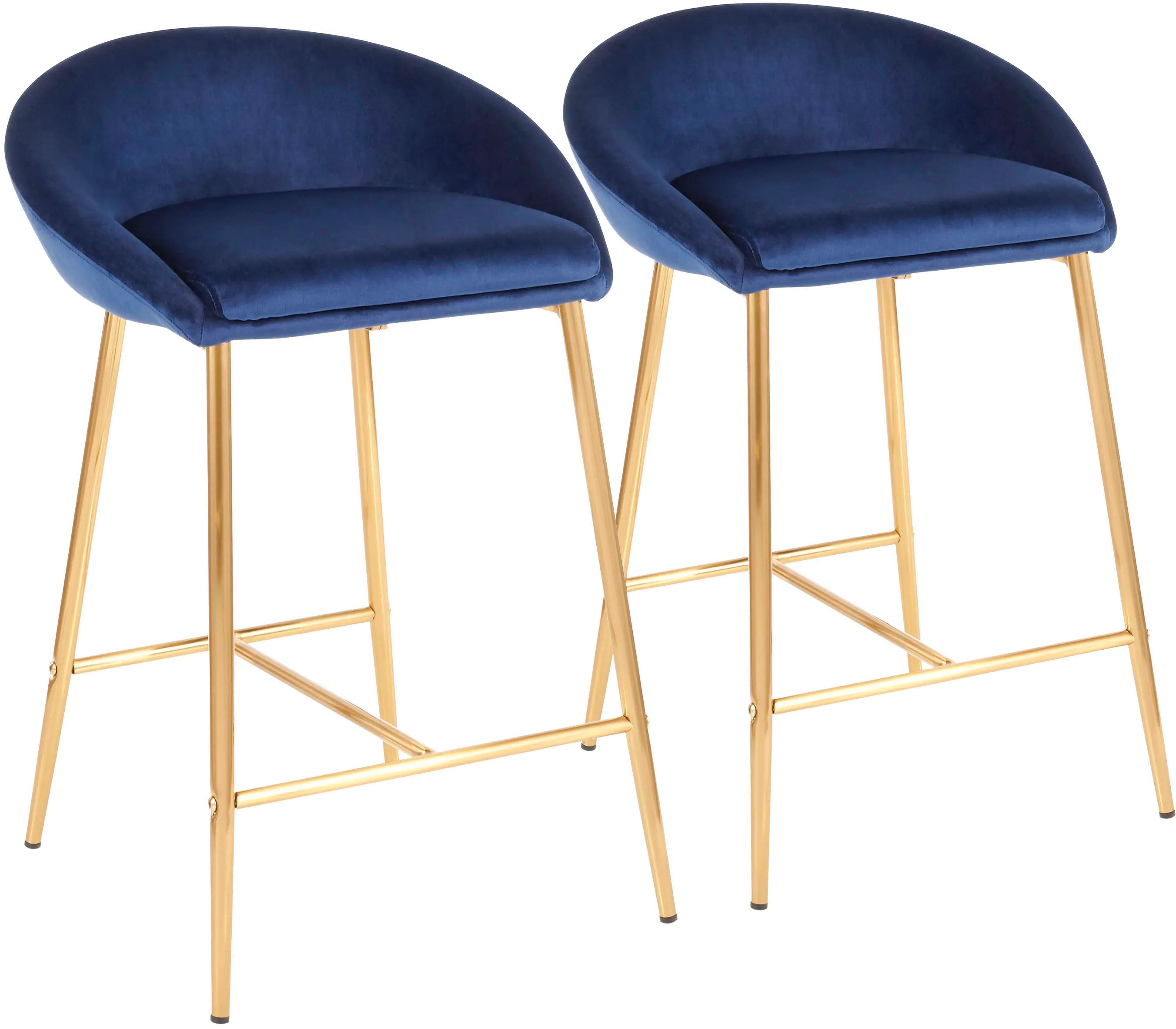 B26-MATSE-AUVBU2 Contemporary Glam Blue and Gold 26 Inch Counter Height Stool (Set of 2) - Matisse-1
