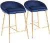 B26-MATSE-AUVBU2 Contemporary Glam Blue and Gold 26 Inch Counter Height Stool (Set of 2) - Matisse