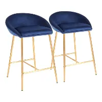 B26-MATSE-AUVBU2 Contemporary Glam Blue and Gold 26 Inch Counter Height Stool (Set of 2) - Matisse