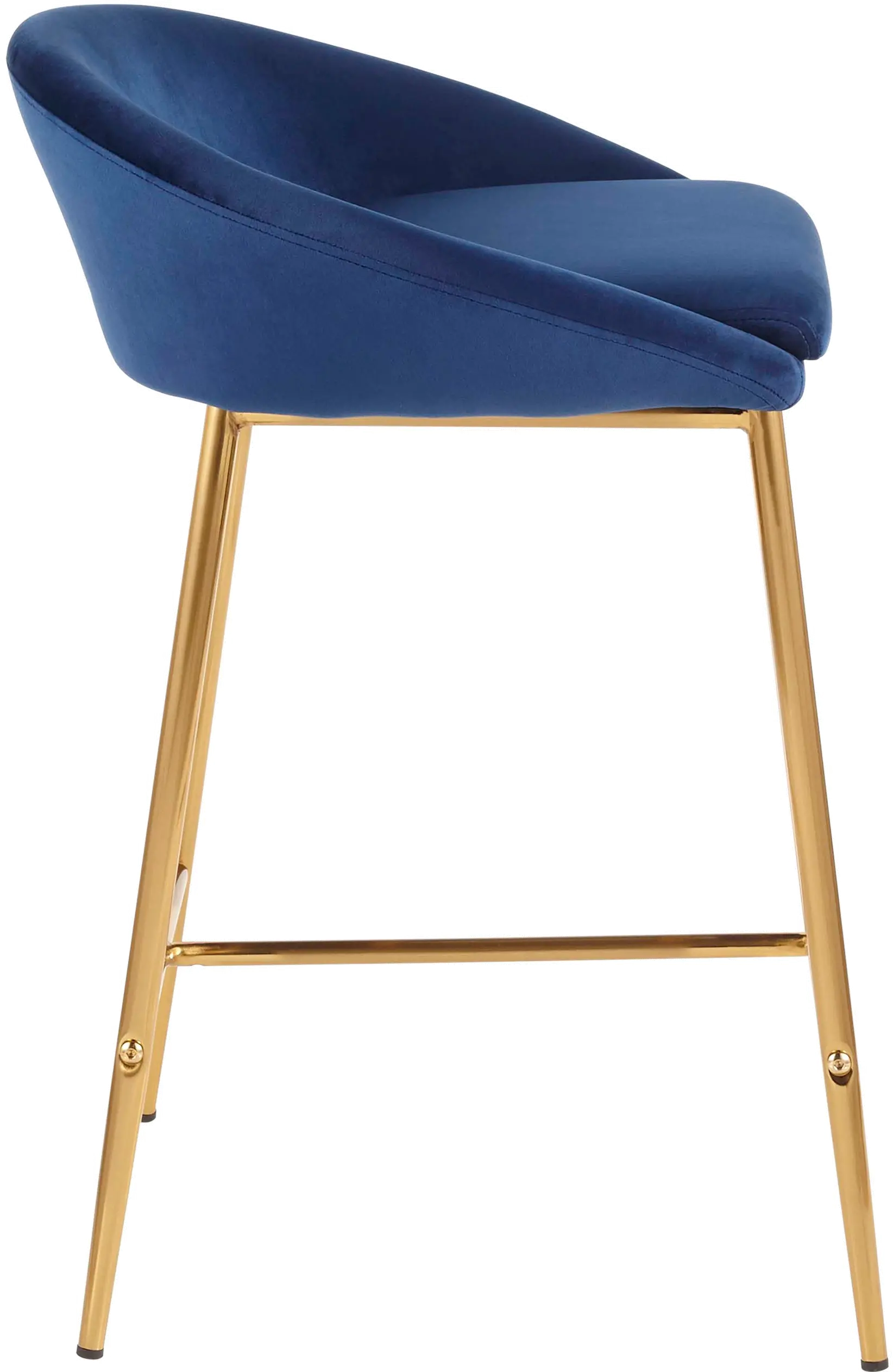 B26-MATSE-AUVBU2 Contemporary Glam Blue and Gold 26 Inch Counter Height Stool (Set of 2) - Matisse-2