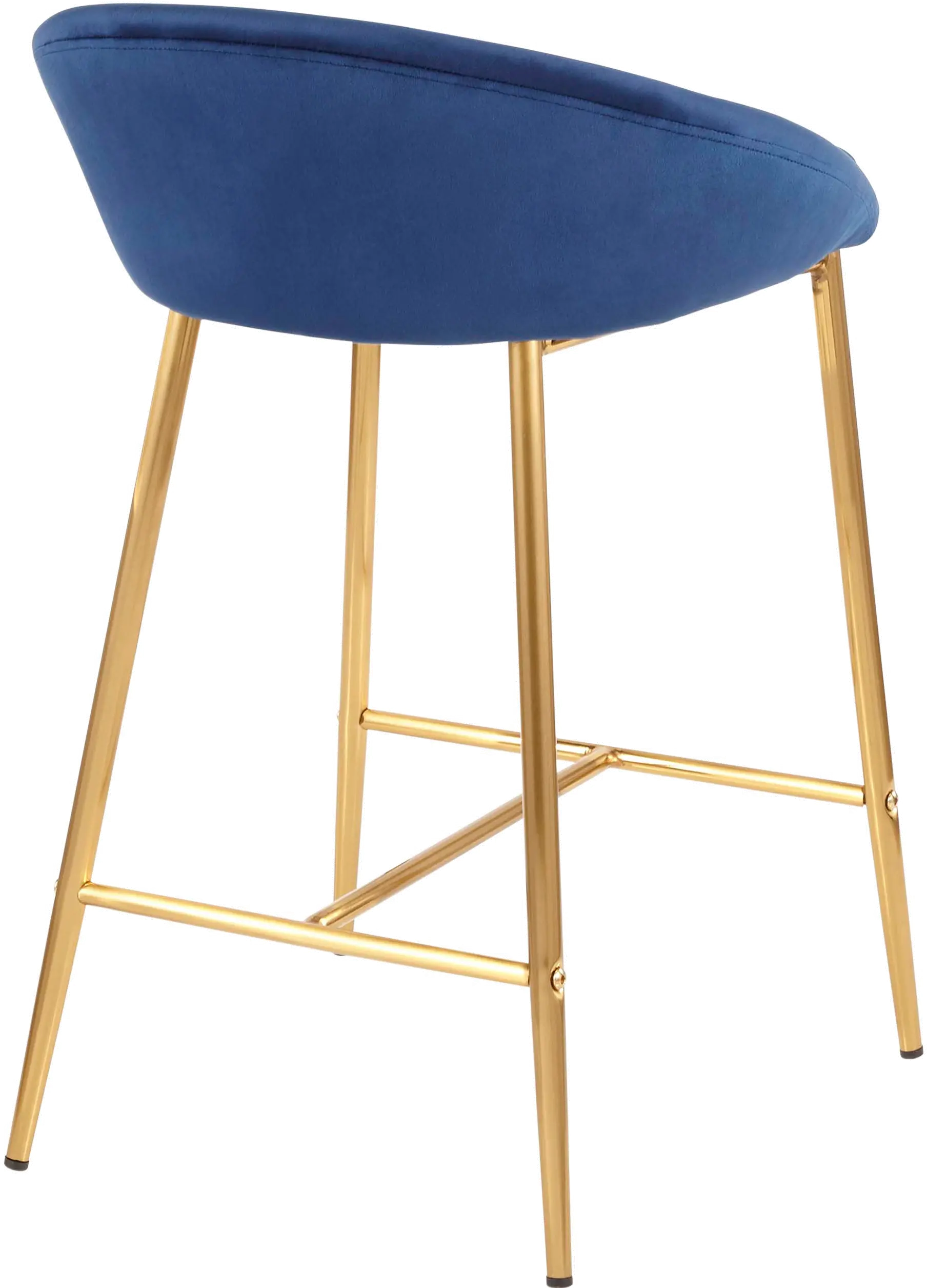 B26-MATSE-AUVBU2 Contemporary Glam Blue and Gold 26 Inch Counter Height Stool (Set of 2) - Matisse-3