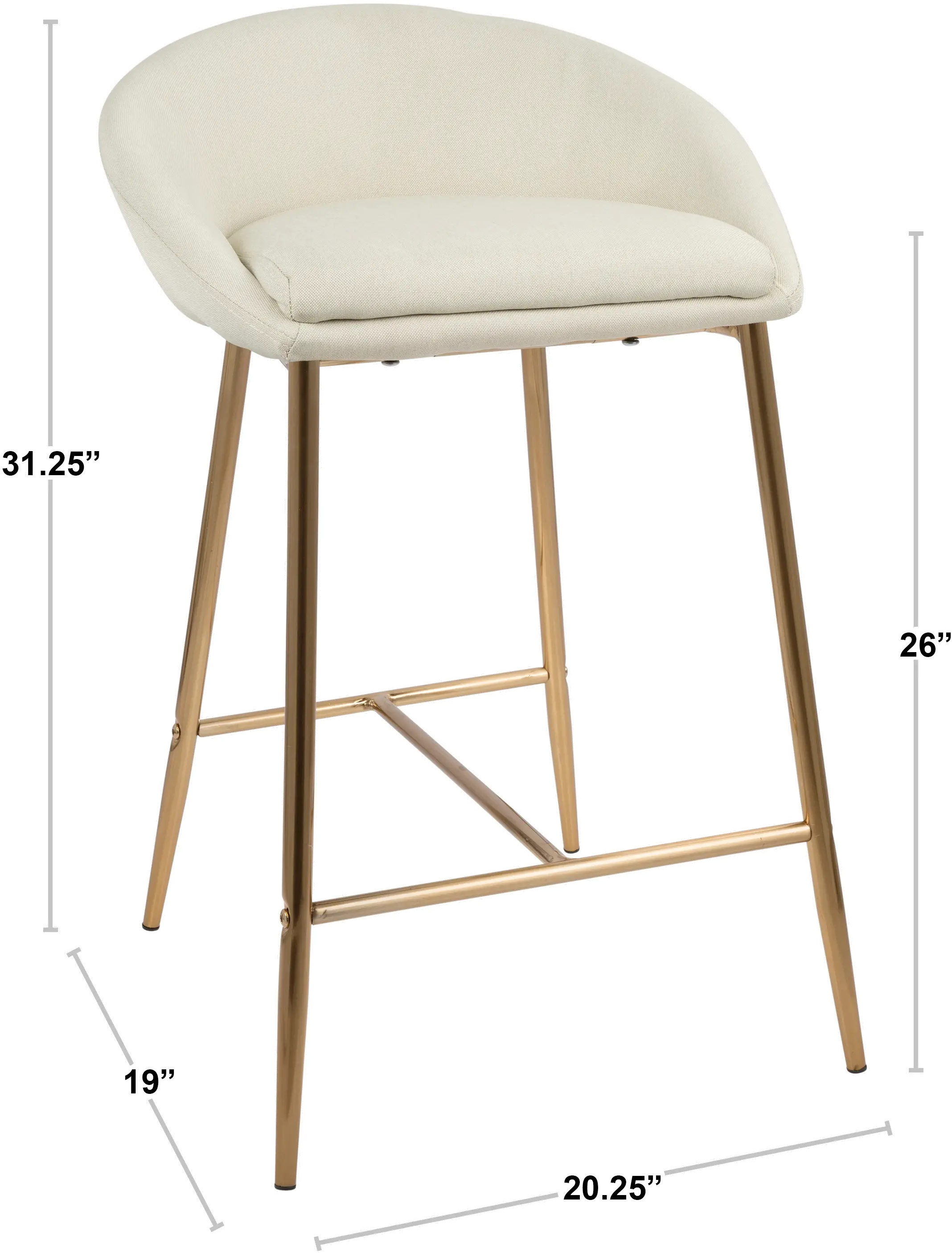B26-MATSE-AUVBU2 Contemporary Glam Blue and Gold 26 Inch Counter Height Stool (Set of 2) - Matisse-4