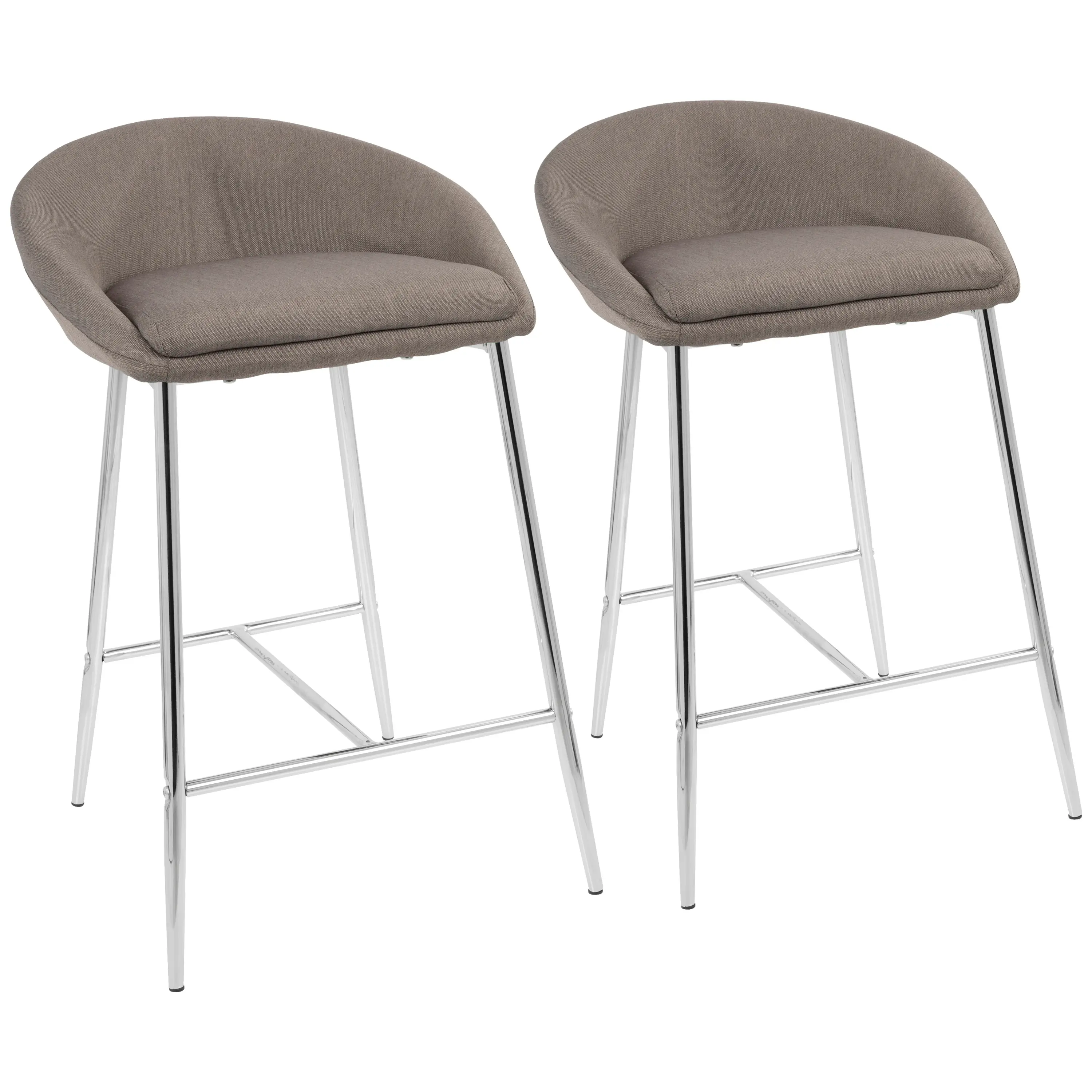 B26-MATSE-GY2 Contemporary Glam Gray and Silver 26 Inch Counter Height Stool (Set of 2) - Matisse-1