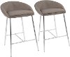 B26-MATSE-GY2 Contemporary Glam Gray and Silver 26 Inch Counter Height Stool (Set of 2) - Matisse