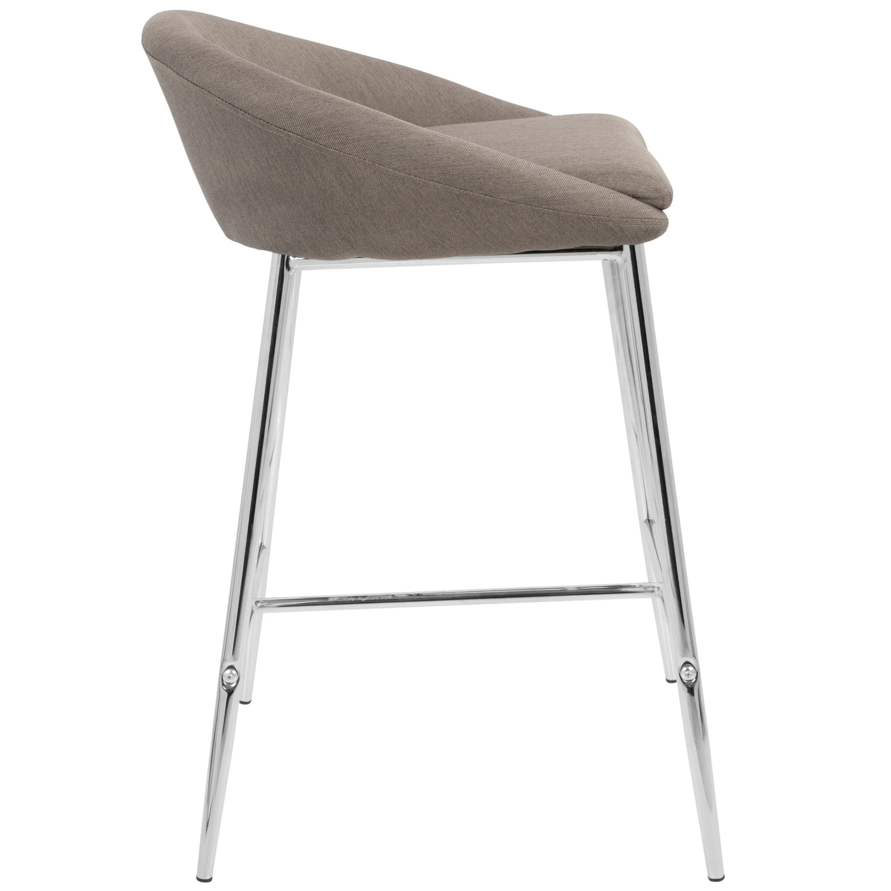 B26-MATSE-GY2 Contemporary Glam Gray and Silver 26 Inch Counter Height Stool (Set of 2) - Matisse-2