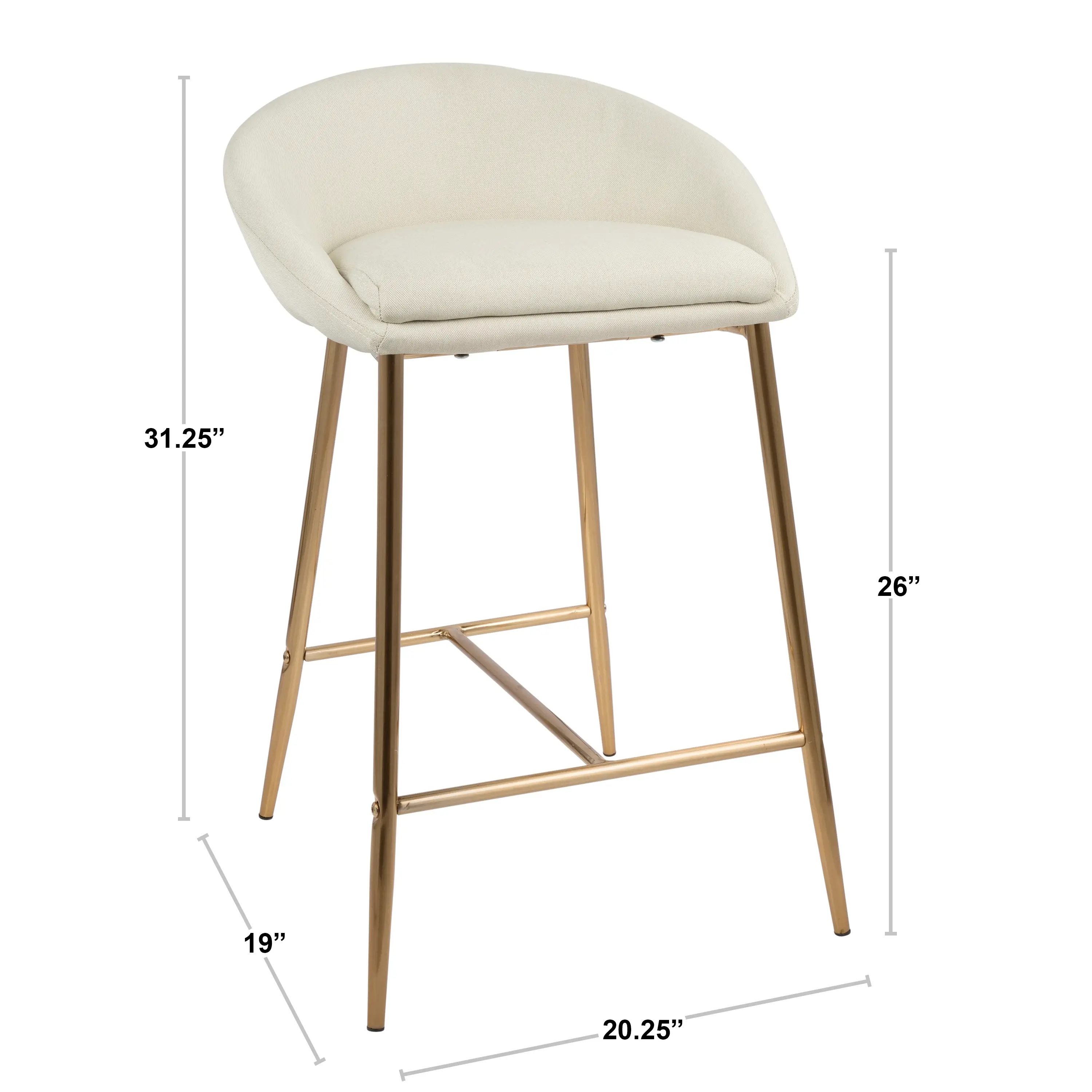 B26-MATSE-GY2 Contemporary Glam Gray and Silver 26 Inch Counter Height Stool (Set of 2) - Matisse-4