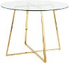 DT-COSMO2-AUGL Contemporary Clear Glass and Gold Round Dining Room Table - Cosmo