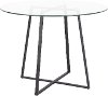 DT-COSMO2-BKGL Contemporary Clear Glass and Black Round Dining Room Table - Cosmo