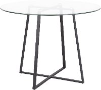 DT-COSMO2-BKGL Contemporary Clear Glass and Black Round Dining Room Table - Cosmo