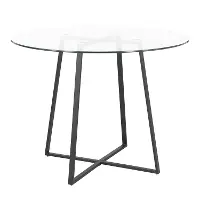 DT-COSMO2-BKGL Contemporary Clear Glass and Black Round Dining Room Table - Cosmo