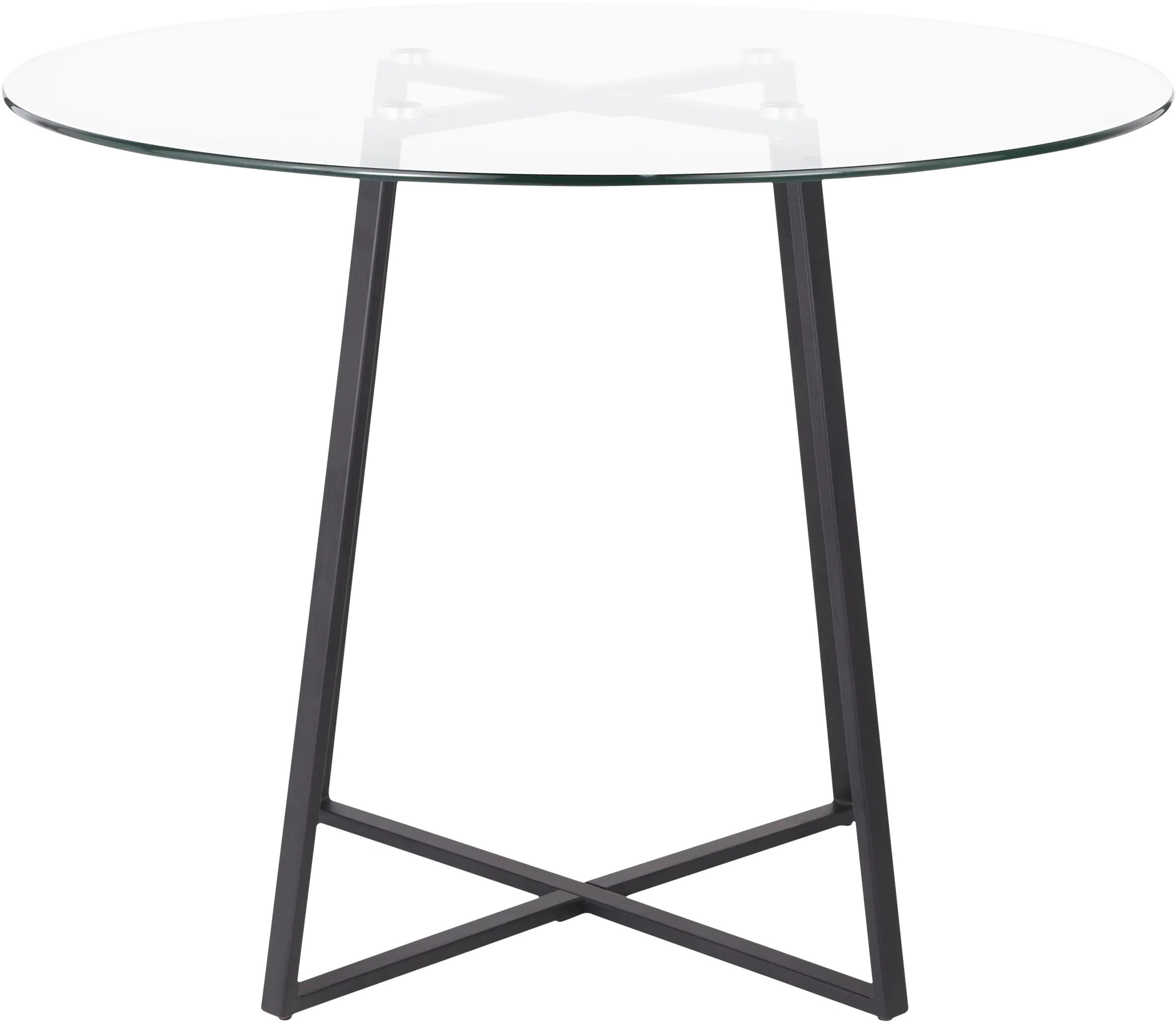 DT-COSMO2-BKGL Contemporary Clear Glass and Black Round Dining Room Table - Cosmo-2
