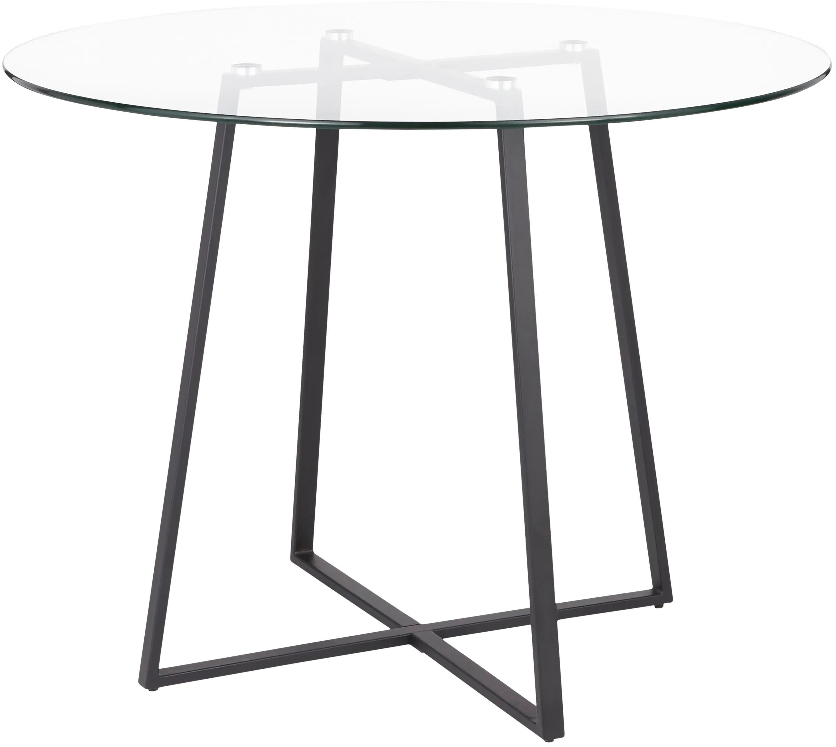 DT-COSMO2-BKGL Contemporary Clear Glass and Black Round Dining Room Table - Cosmo-3