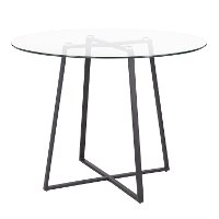 DT-COSMO2-BKGL Contemporary Clear Glass and Black Round Dining Room Table - Cosmo-3