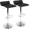 BS-ALE-BK2 Contemporary Black and Chrome Adjustable Bar Stool (Set of 2) - Ale