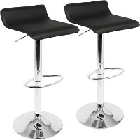 BS-ALE-BK2 Contemporary Black and Chrome Adjustable Bar Stool (Set of 2) - Ale