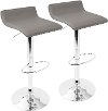 BS-ALE-GY2 Contemporary Gray and Chrome Adjustable Bar Stool (Set of 2) - Ale