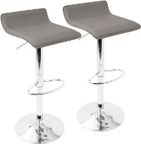 BS-ALE-GY2 Contemporary Gray and Chrome Adjustable Bar Stool (Set of 2) - Ale