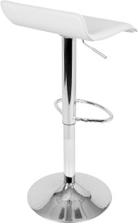 BS-ALE-W2 Contemporary White and Chrome Adjustable Bar Stool (Set of 2) - Ale-3